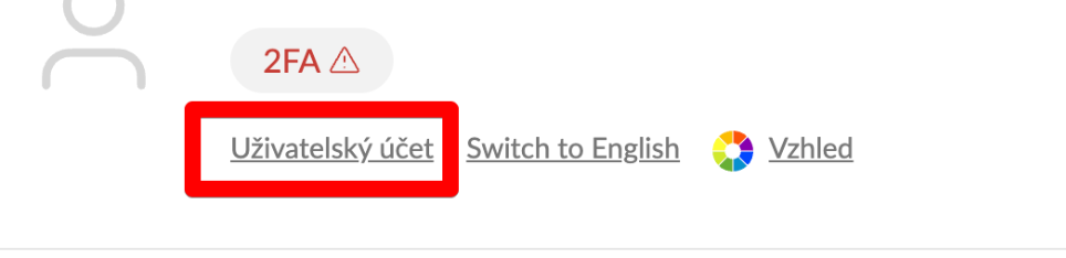 Menu Fakturoidu s položkou Uživatelský účet