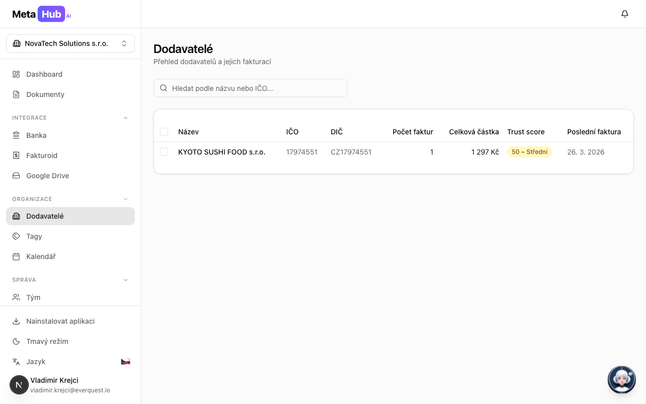 Přehled dodavatelů